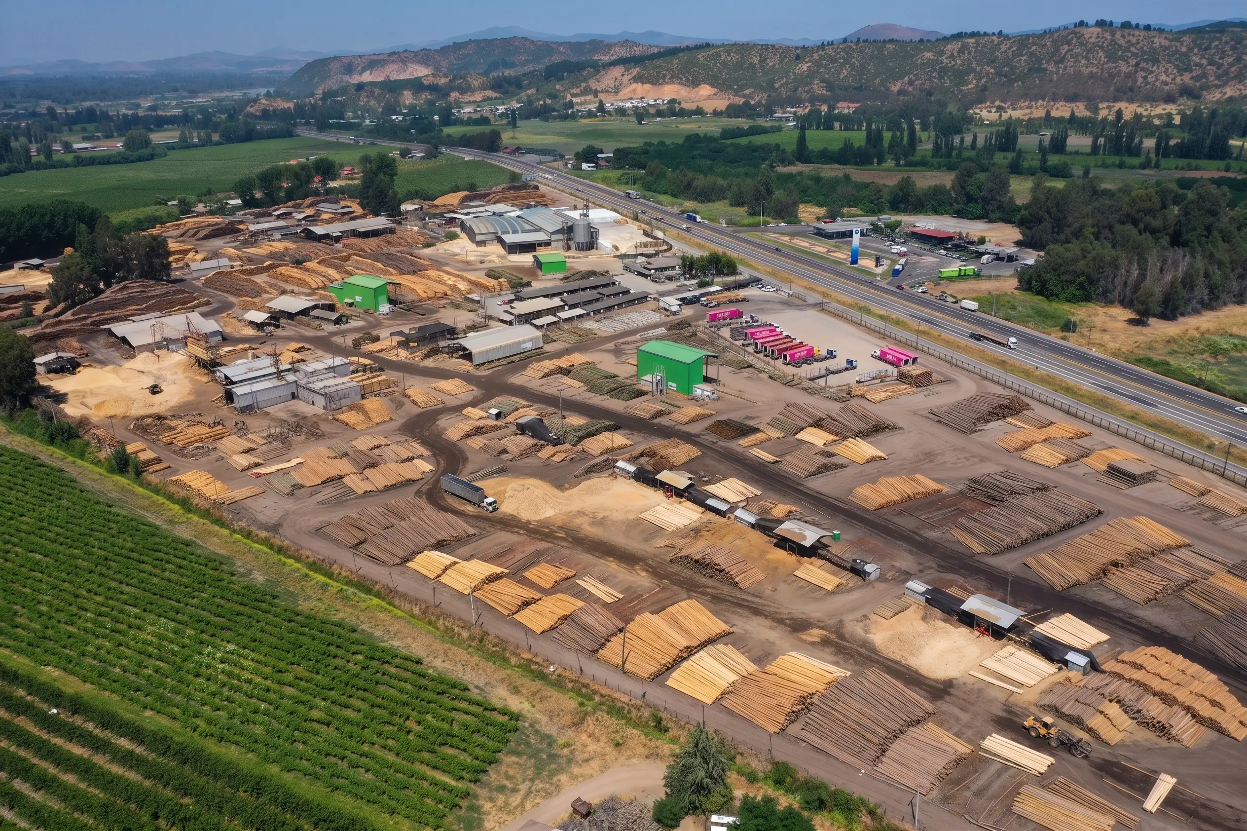 Pila de troncos de madera apilados